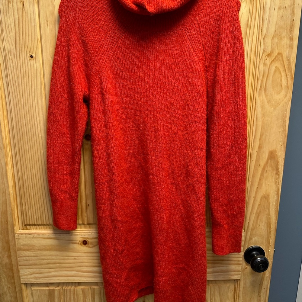 LOFT Vibrant Red Cowl Neck Sweater Dress